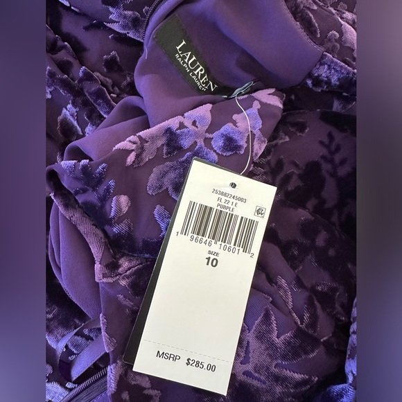 Ralph Lauren halter top floral velvet burnout design gown dress - Picture 9 of 13